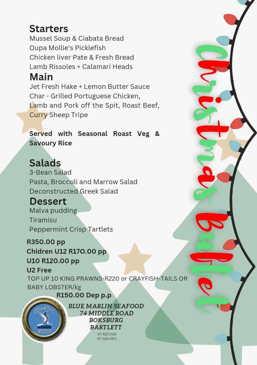 Blue Marlin Seafood Restaurant Boksburg Special Offers